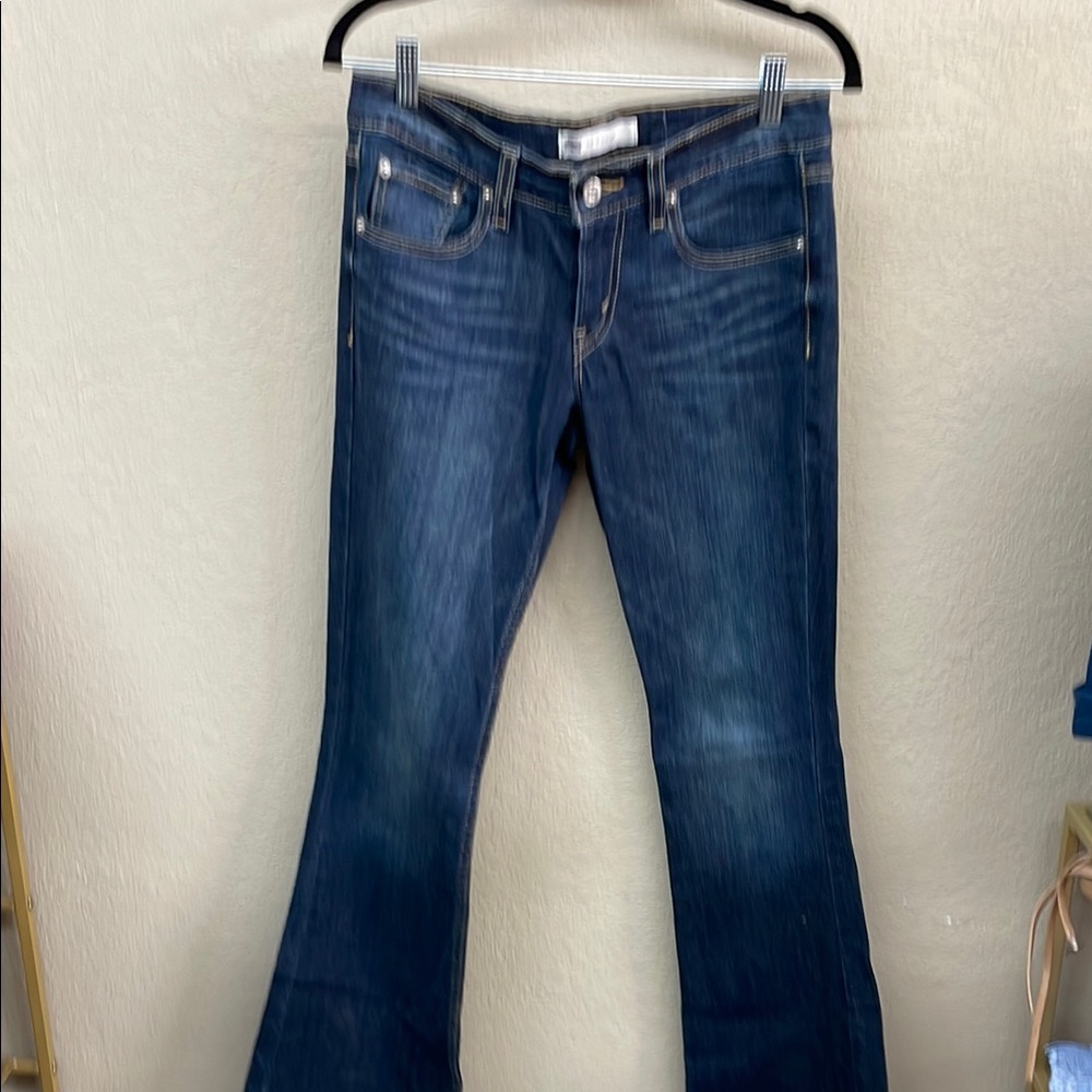 Blue Flare Wide Leg Jeans with Indigo Wash